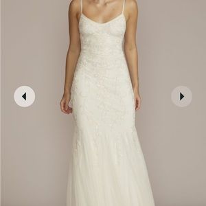 ✨NWT✨All over floral beaded godet sheath wedding dress